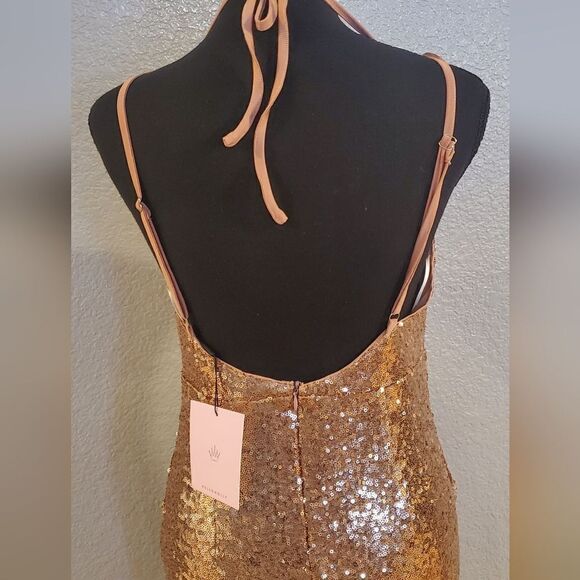 Hello Molly Glitter Gypsy Mini Dress Bronze Sequin Party Dress – Women’s - Picture 11 of 16
